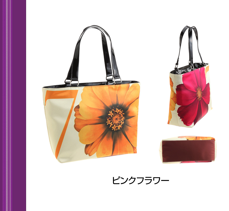 サテンプリントトート