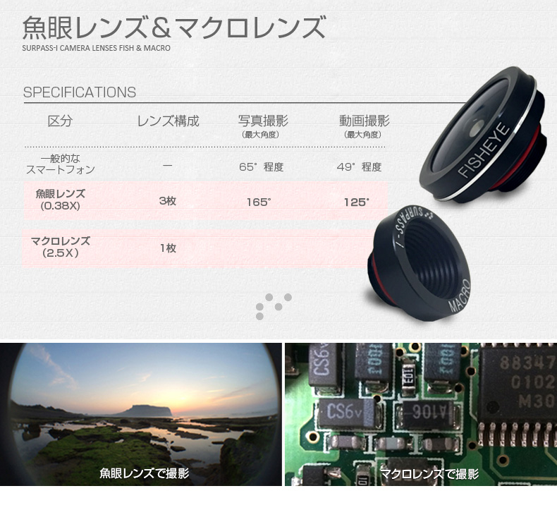 商品詳細-セルカレンズマウント SURPASS-i 広角レンズセット