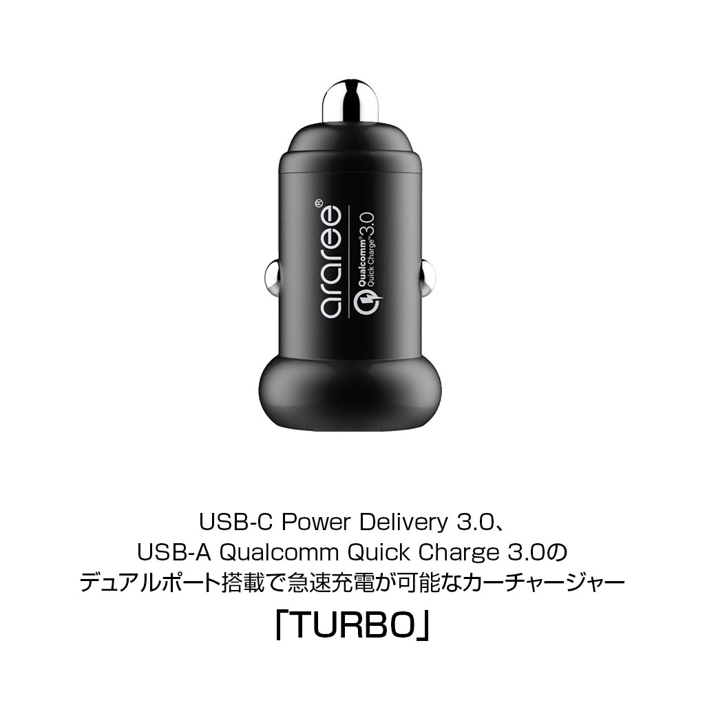 デュアルポート（USB-C Power Delivery 3.0、USB-A Qualcomm Quick Charge 3.0