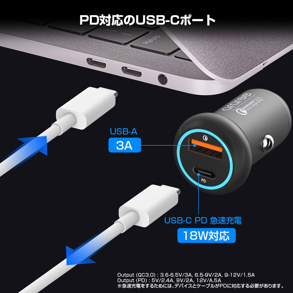 Quick Charge 3.0 USB-A 搭載