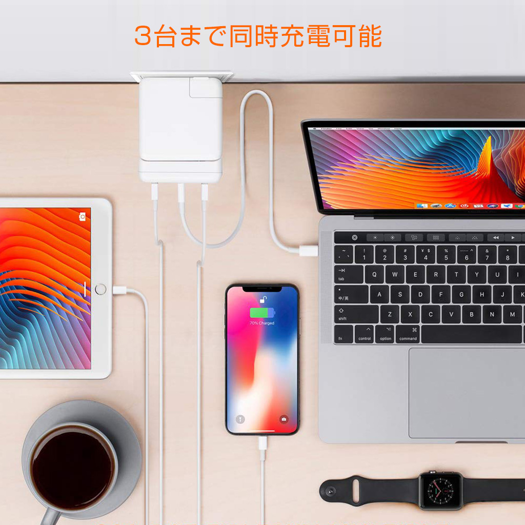 HyperDrive（ハイパードライブ） Apple 87W USB-C電源アダプタ用USB-C Hub台まで同時充電可能（MacBook Proまで完全対応）