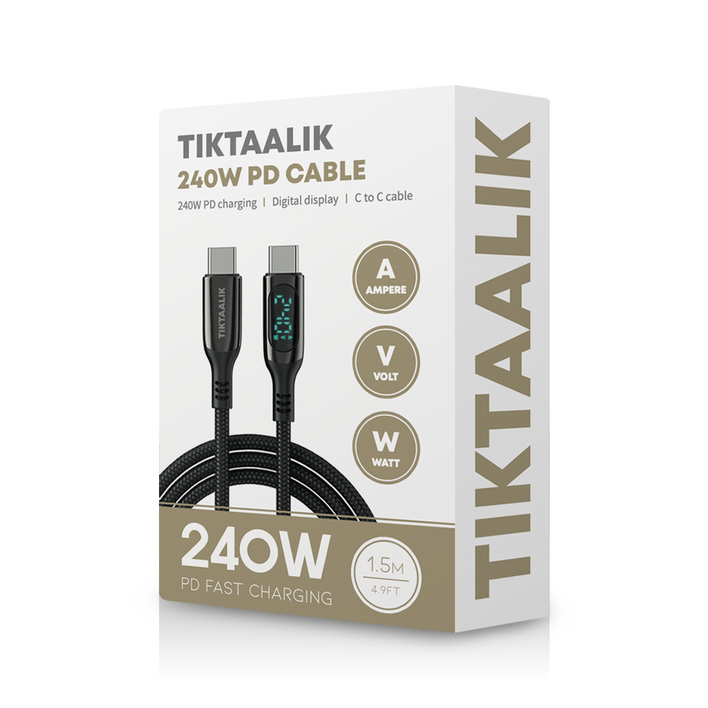 TIKTAALIK LCDディスプレイ付き 240W PD USB-C to Cケーブル (1.5m