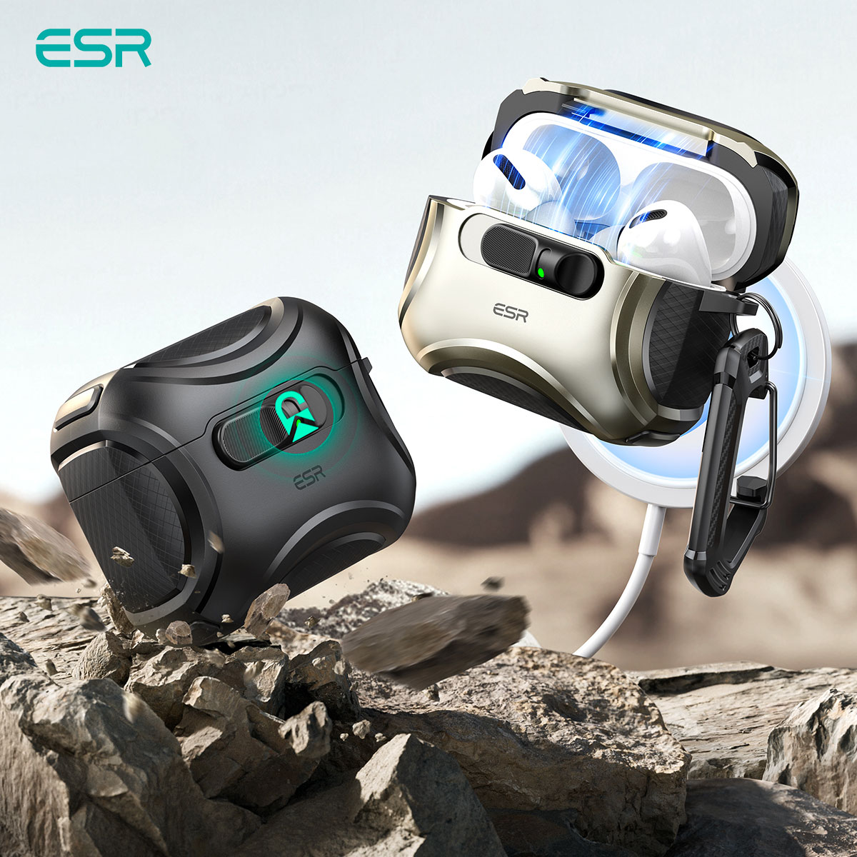 ESR AirPods Pro 3 ハードケース Cyber MagSafe対応フリック