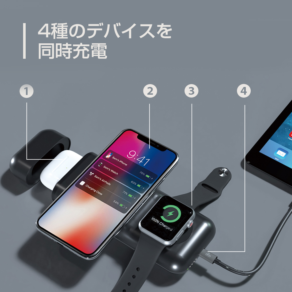 AirAlly All-in-1 for Apple 10,000mAh 無線モバイルバッテリー ...