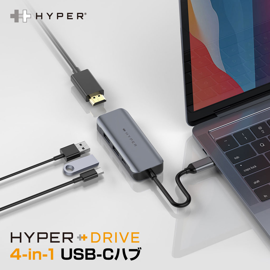 HyperDrive 4in1 USB-C Hub【100W急速充電 / ディスプレイ拡張 / 4K60Hz HDMI / 100W PD USB-C  / USB3.2 Gen1対応 / USB-A × 2 】 ハイパー ハブ【MyCaseShop 通販】