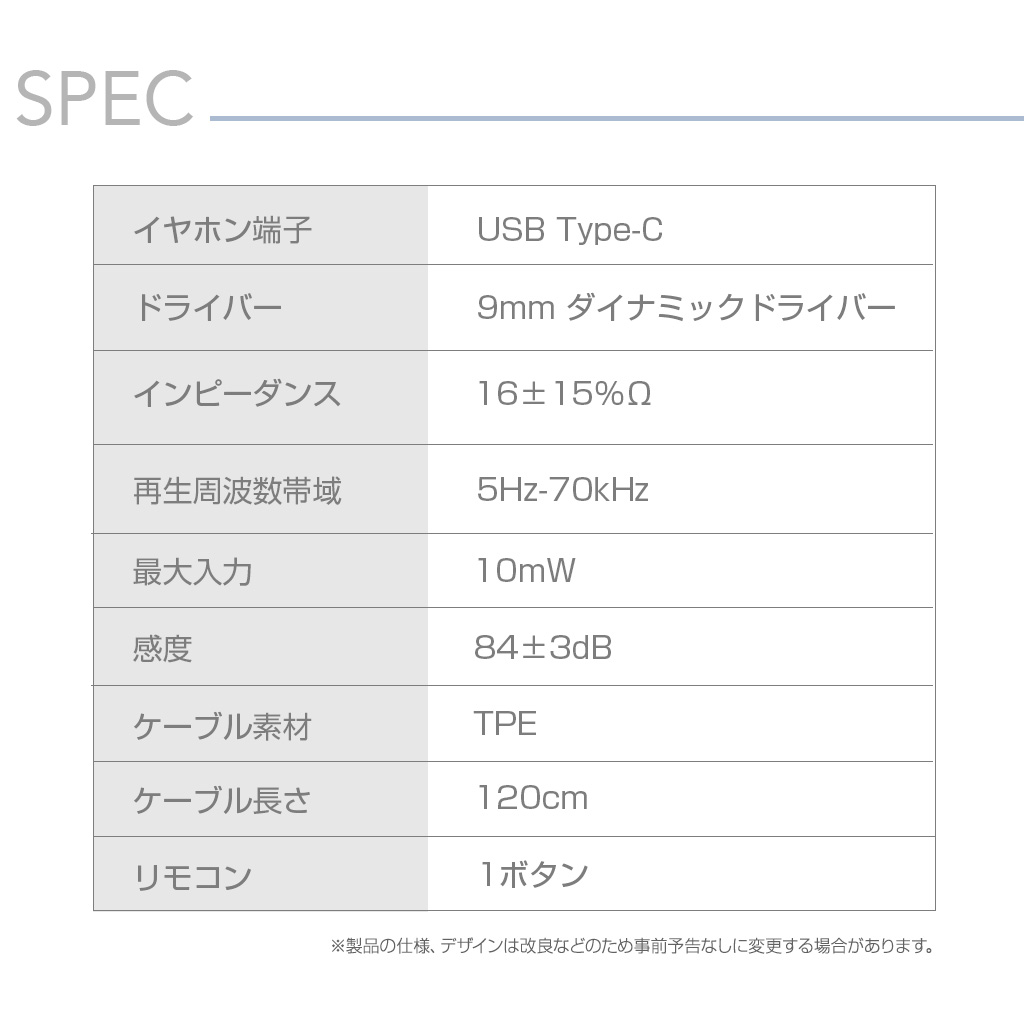 USBタイプC ステレオイヤホン ガンメタル
