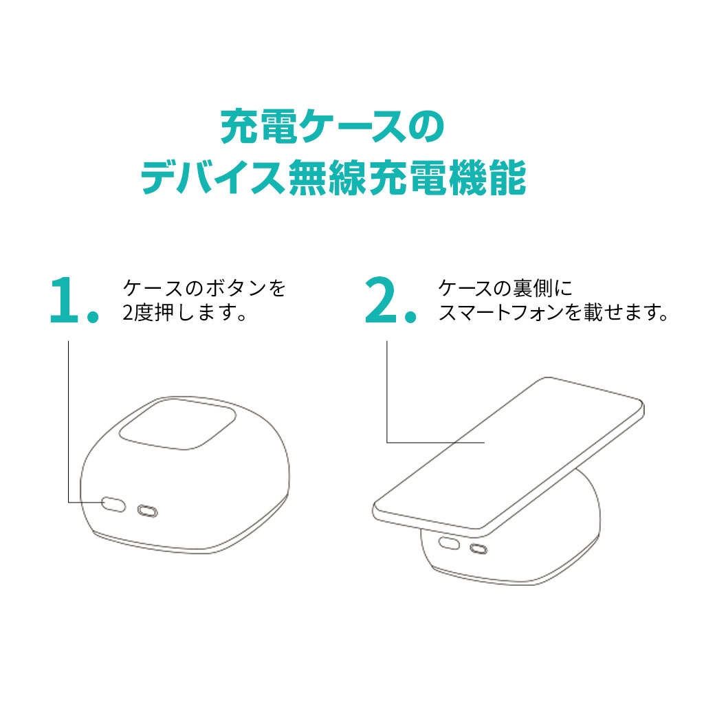 【充電ケースのデバイス無線充電機能の使い方】