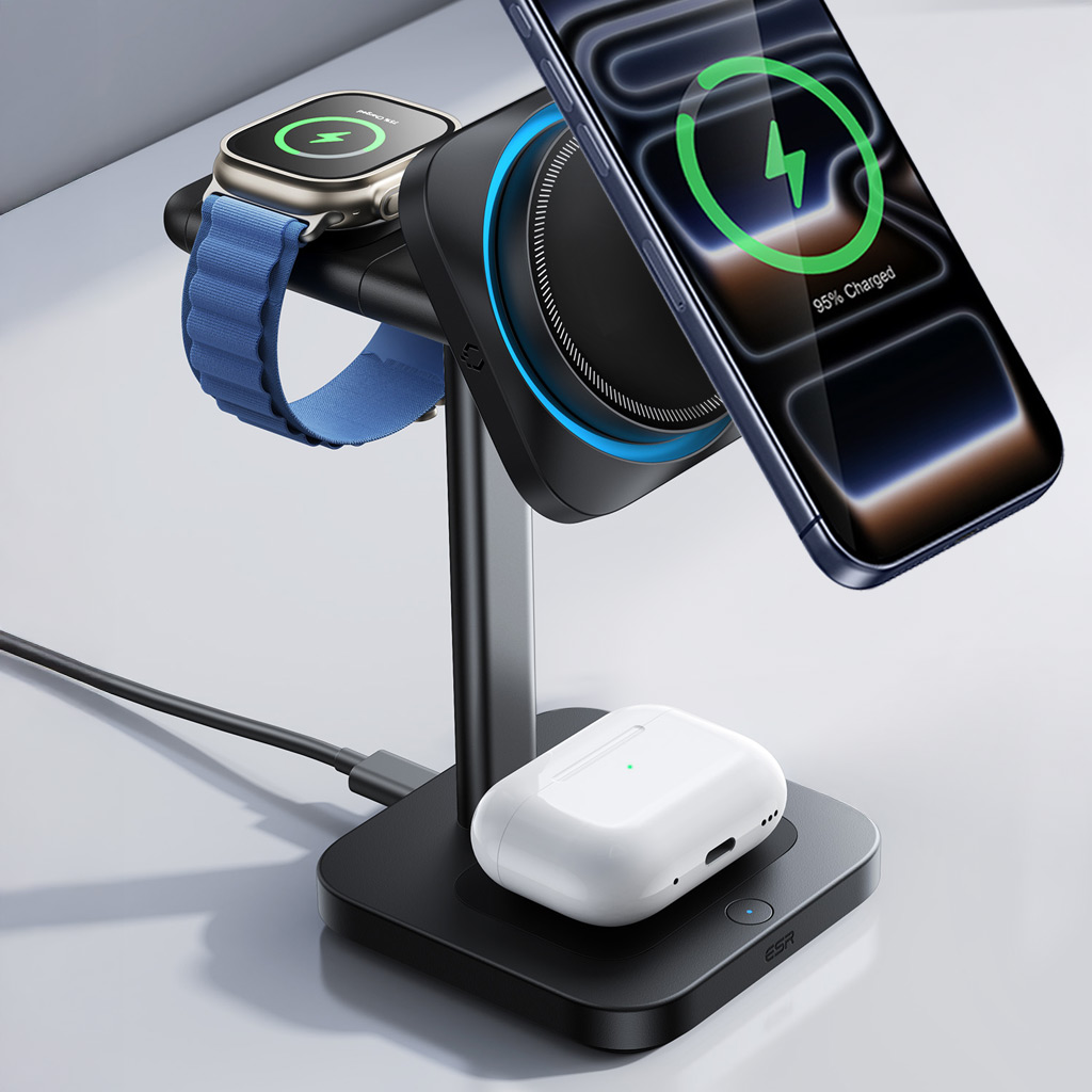 ESR Qi2 25W認証 3in1マグネット式ワイヤレス充電ステーション