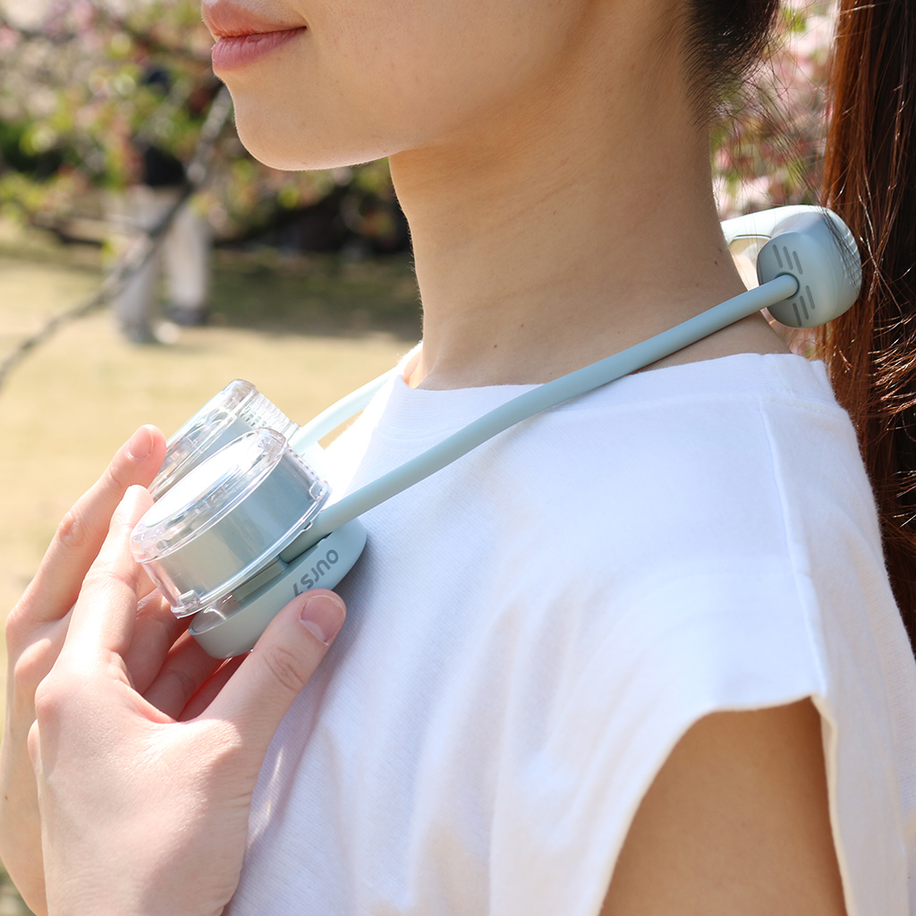 冷却プレート搭載】ネックファン W冷却 首掛け扇風機 巻いて収納
