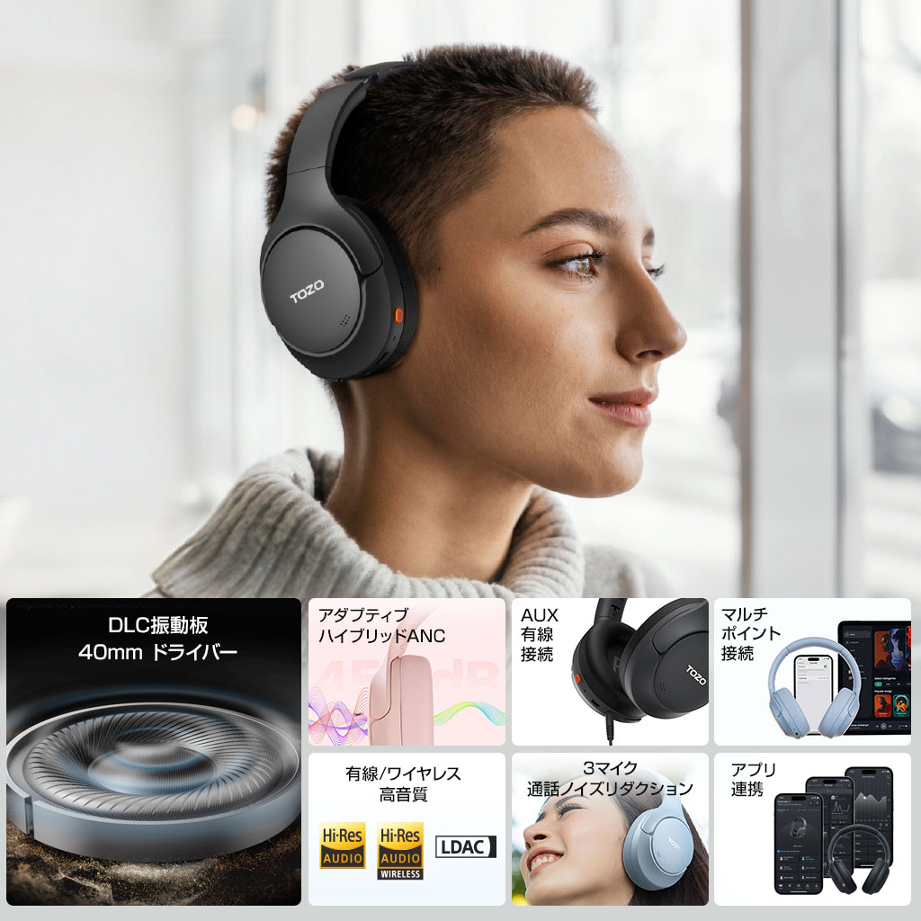 TOZO H20ワイヤレスヘッドホン
