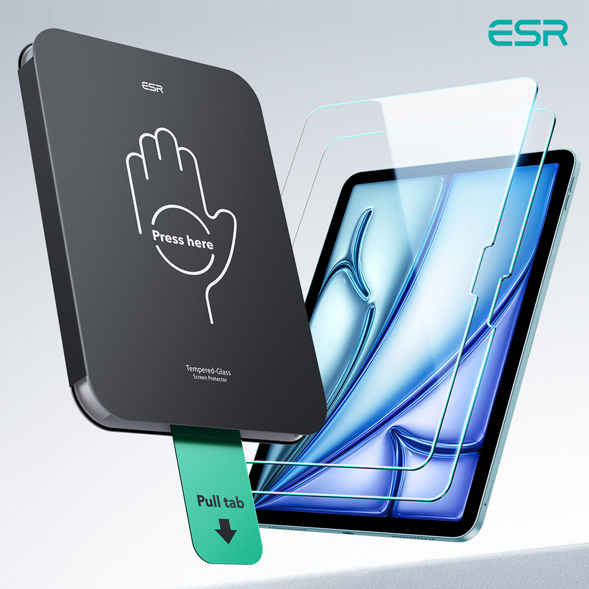 ESR UltraFit 液晶保護強化ガラスフィルム 2枚入り for iPad Air 11