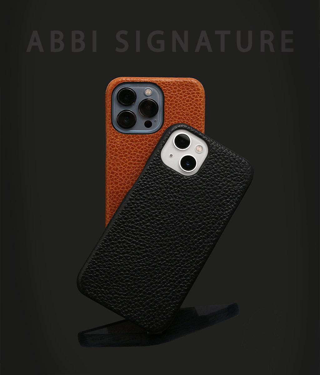 ABBI SIGNATURE iPhone 14 13 ケース 本革 背面カバー BELUGA 