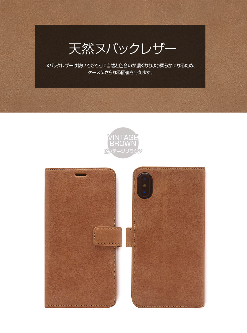 iPhone XS Max ケース 手帳型 本革 ZENUS Vintage Diary（ゼヌス 