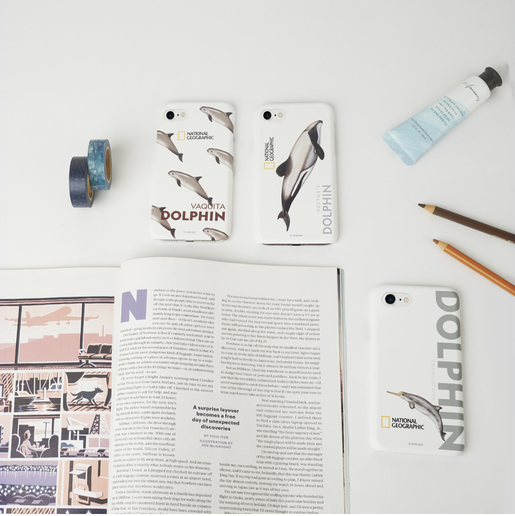 絶滅危惧種のイルカ柄のイラストケース