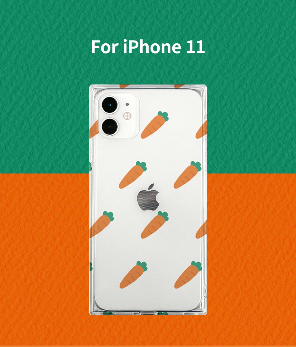 Iphone Se 第2世代 Se2 ケース Iphone 8 7 Iphone 11 ケース Akan ソフト スクエアケース ニンジン パターン エイカン アイフォン カバー キューブケース 四隅保護 落下防止 ストラップホール付き ワイヤレス充電対応 6 1インチ Mycaseshop 通販