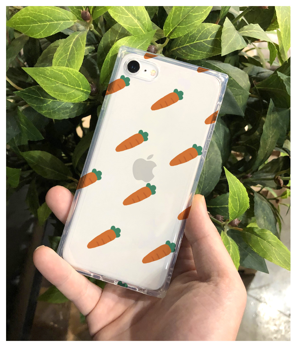 Iphone Se 第2世代 Se2 ケース Iphone 8 7 Iphone 11 ケース Akan ソフト スクエアケース ニンジン パターン エイカン アイフォン カバー キューブケース 四隅保護 落下防止 ストラップホール付き ワイヤレス充電対応 6 1インチ Mycaseshop 通販