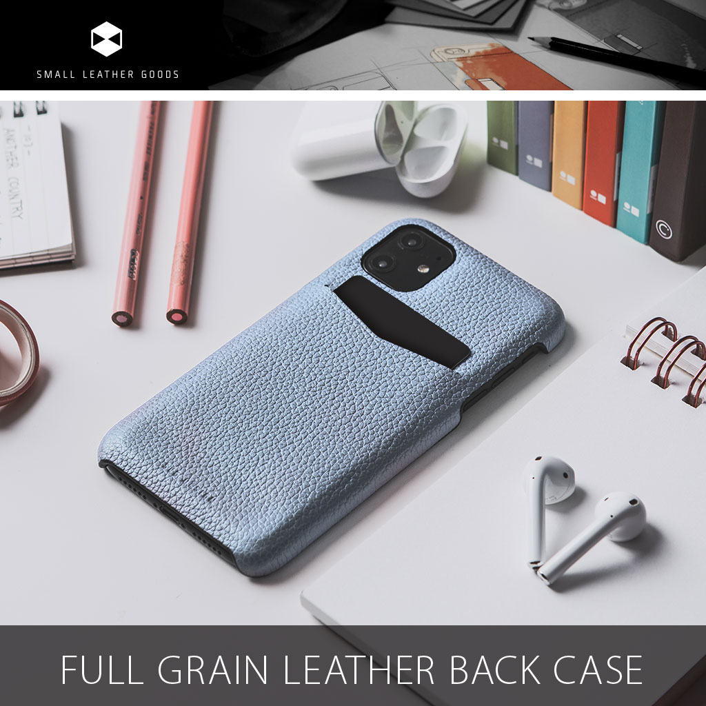 iPhone 12 Pro / 12 / 11 / XR】D8 Full Grain Leather Back Case 